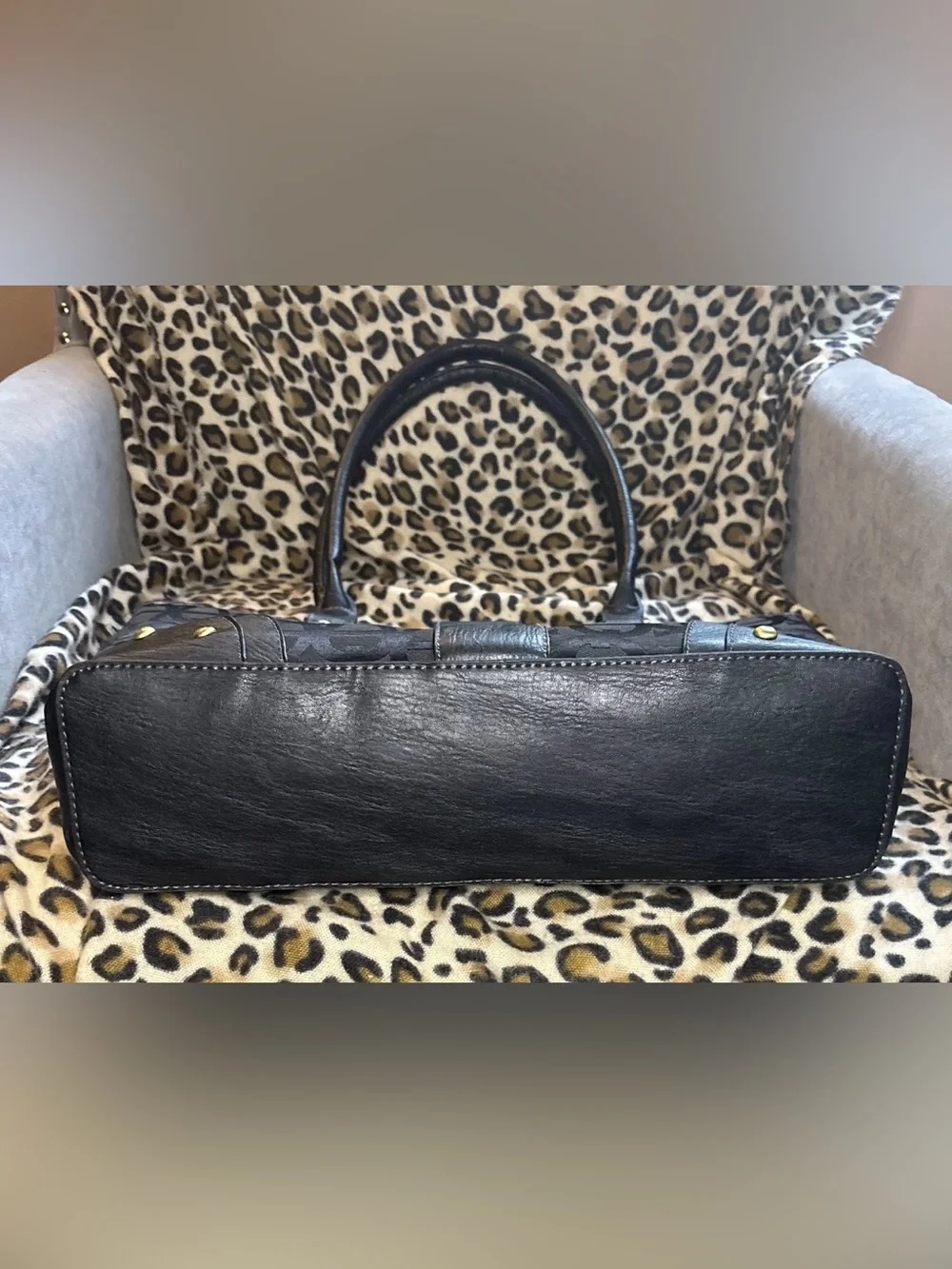 Etienne Aigner Black Turn lock Signature Jacquard/Leather Satchel/Shoulder/Tote